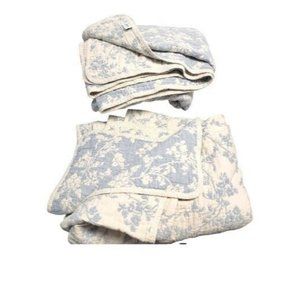 Vermont Country Store Bedspread Set Of 2 Twins Natural 100% Cotton Blue Floral